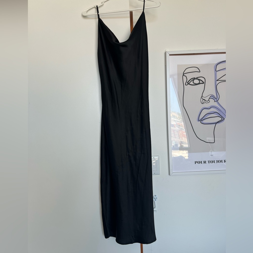 Black Midi Slip Dress Cowl Neck US 6